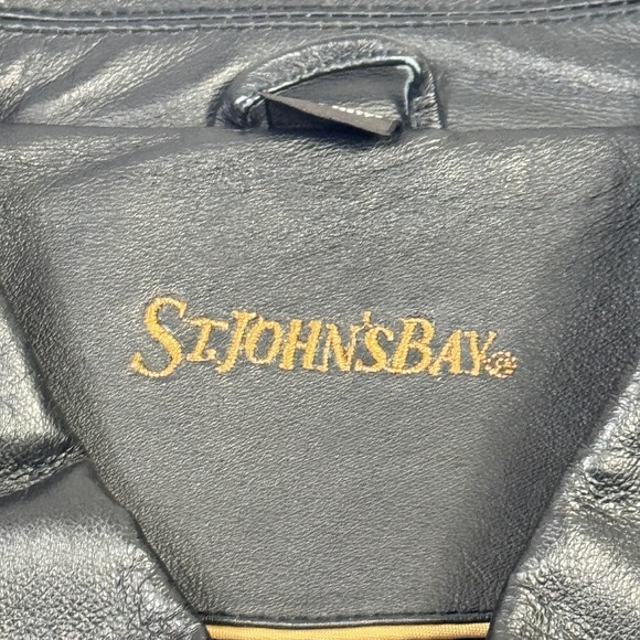 St. John's Bay Jacket Mens 2XL Black Leather Bomber Full Zip Lined Insulated - Picture 2 of 15